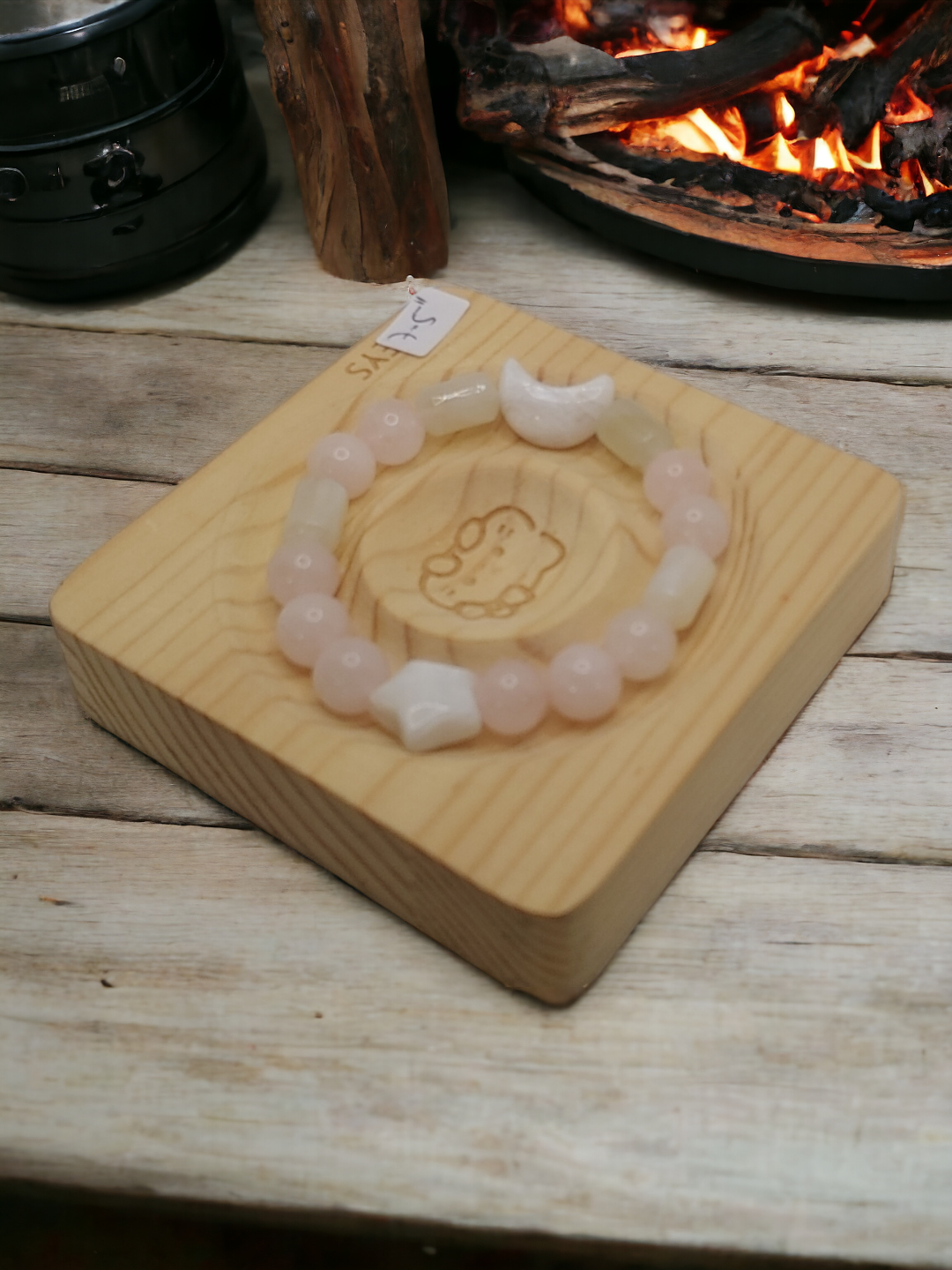 Rose Quartz with White & Blue Moonstone Crystal Bracelet